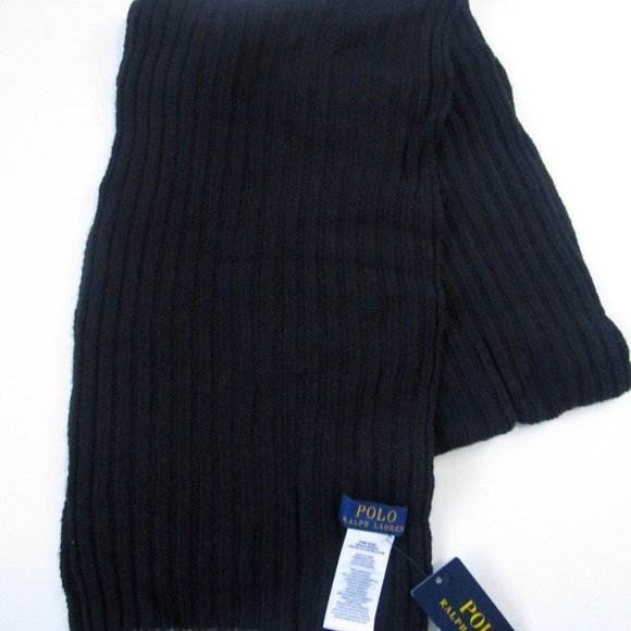 Ralph Lauren Polo Other - Ralph Lauren Polo Men's Blended Wool Classic Scarf, Black/Gray Trim One Size